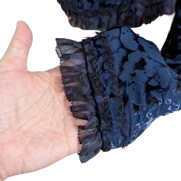 Elie Tahari Size XS Dusk Blue Burnout Silk Jacket Whimsigoth Witch Vampire Goth - Picture 9 of 15